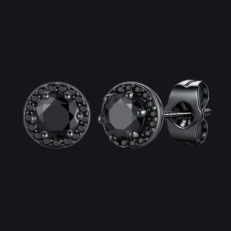 Cubic Zirconia Stud Earrings Halo Ear Piercing for Men Women made by FaithHeart