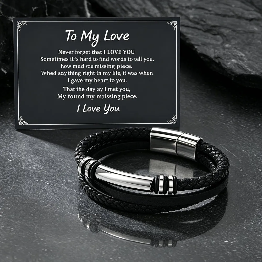 Custom Engraved Multi-Layered Leather Bracelet Braided Wristband for Men sold by FaithHeart product image thumbnail 5