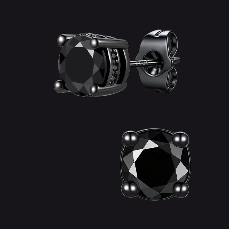 Unisex Round Ear Piercing Cubic Zirconia Stud Earrings for Men Women made by FaithHeart