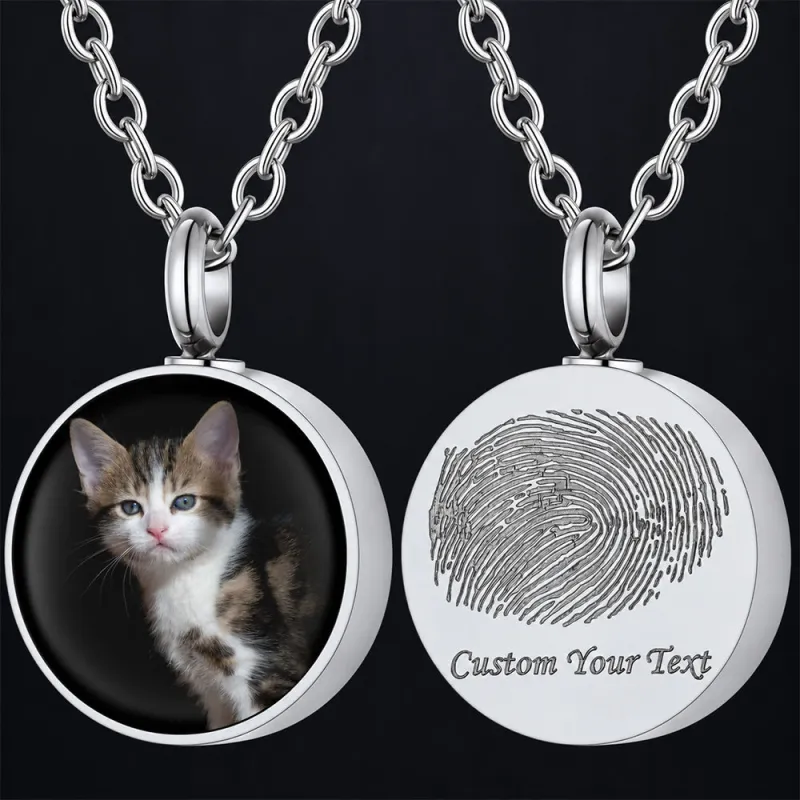 Custom Fingerprint & Photo Urn Necklace for Ashes made by FaithHeart