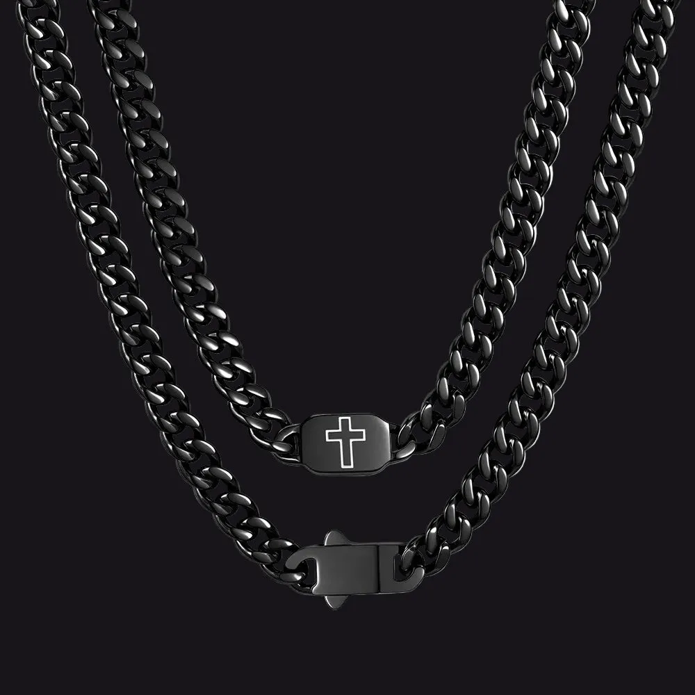 Bible Verse Joshua 1:9 Cross Cuban Chain Link Necklace for Men sold by FaithHeart product image thumbnail 3