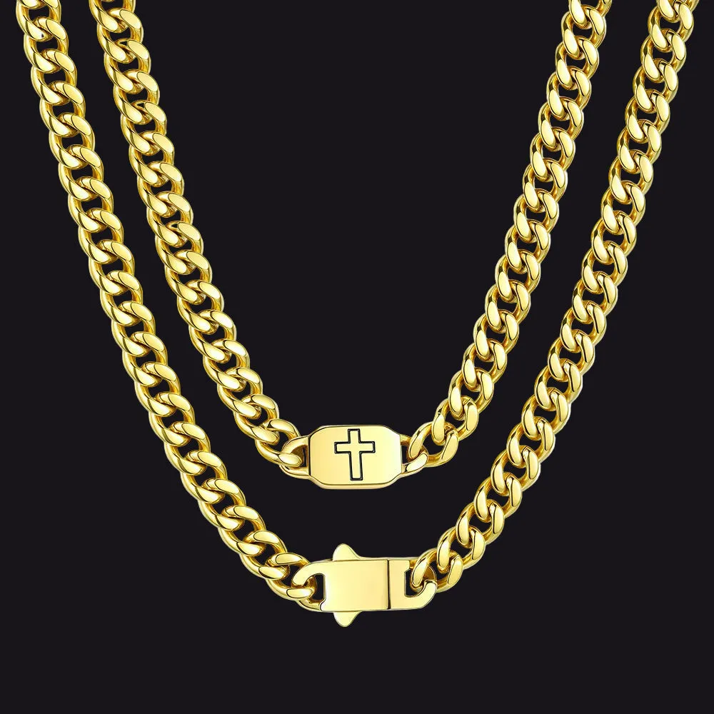 Bible Verse Joshua 1:9 Cross Cuban Chain Link Necklace for Men sold by FaithHeart product image thumbnail 5