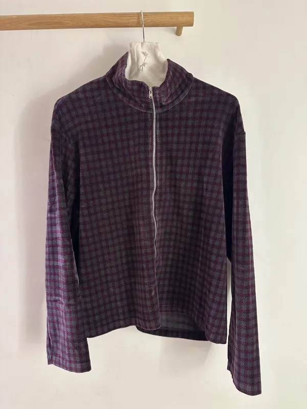 Our Legacy Shrunken Fullzip Merlot Houndini Check Velour made by Our Legacy