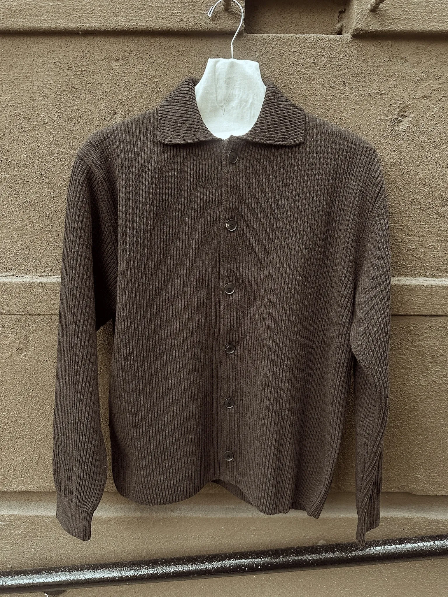 Auralee Super Fine Wool Rib Knit Shirt Cardigan sold by Ven. Space