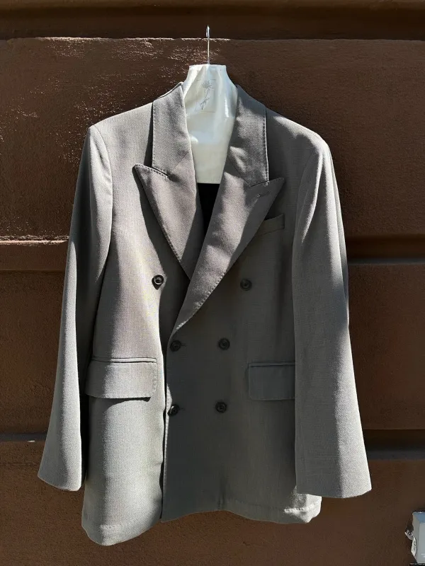 Our Legacy Sharp DB Blazer Double Grey Weave Wool sold by Ven. Space