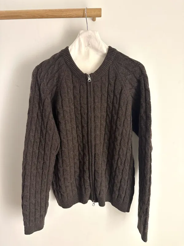 Mfpen Editor Zip Sweater Brown Cable Knit sold by Ven. Space