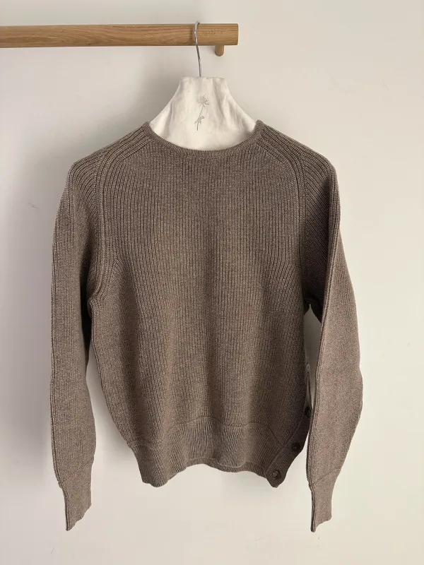 Stoffa Side Button Crewneck 2-Ply Undyed Cashmere sold by Ven. Space