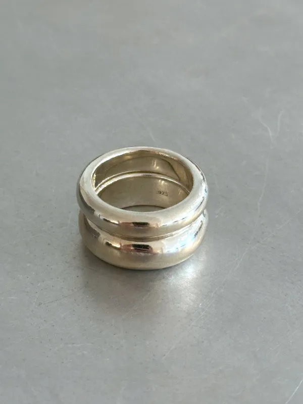 Sophie Buhai Stacking Bagel Ring Set of Two Sterling Silver made by Ven. Space