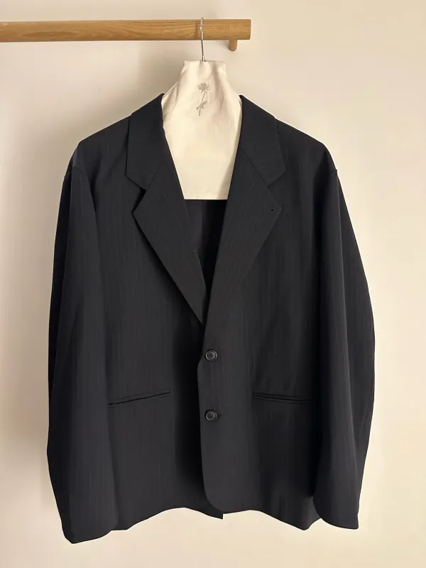 Cristaseya Oversized Blazer Black/Navy Stripes Dry Wool sold by Ven. Space