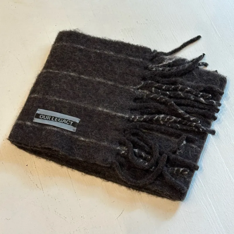 Our Legacy Estate Scarf Brown Pinstripe Fuzzy Alpaca sold by Ven. Space