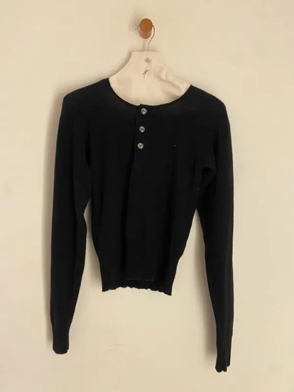 Cecile Tulkens Black Button-Up Henley Sweater Cashmere sold by Ven. Space