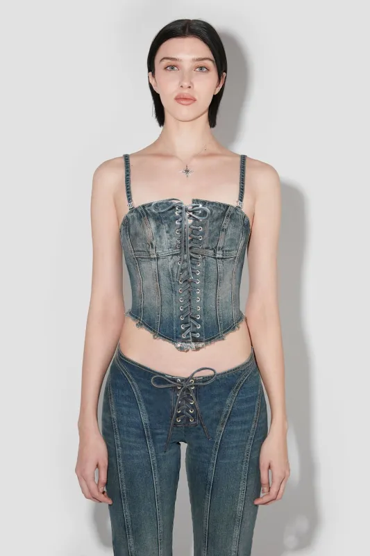 Lara Laced Denim Corset sold by MISBHV