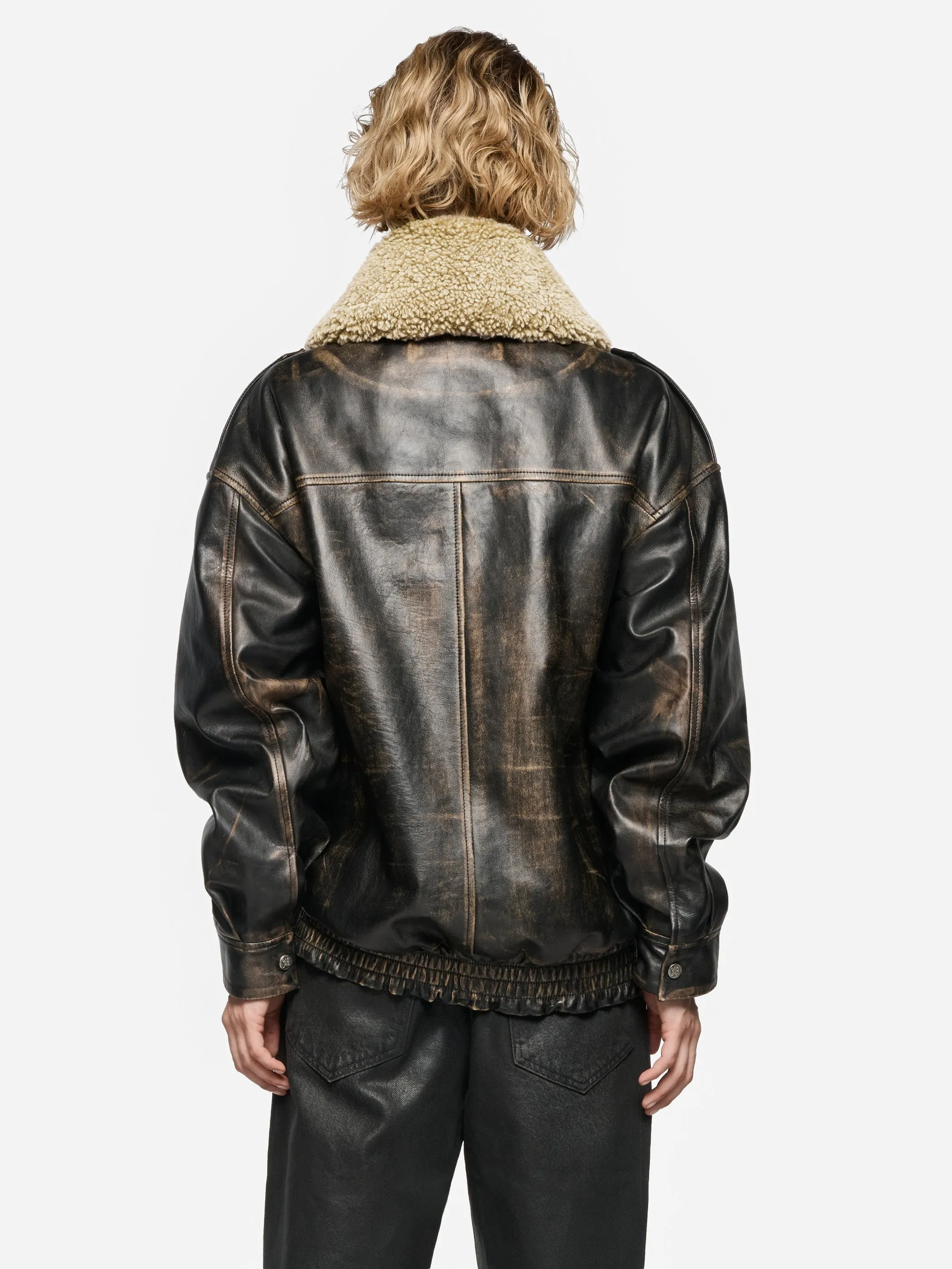 Leather Aviator Jacket sold by MISBHV product image thumbnail 3