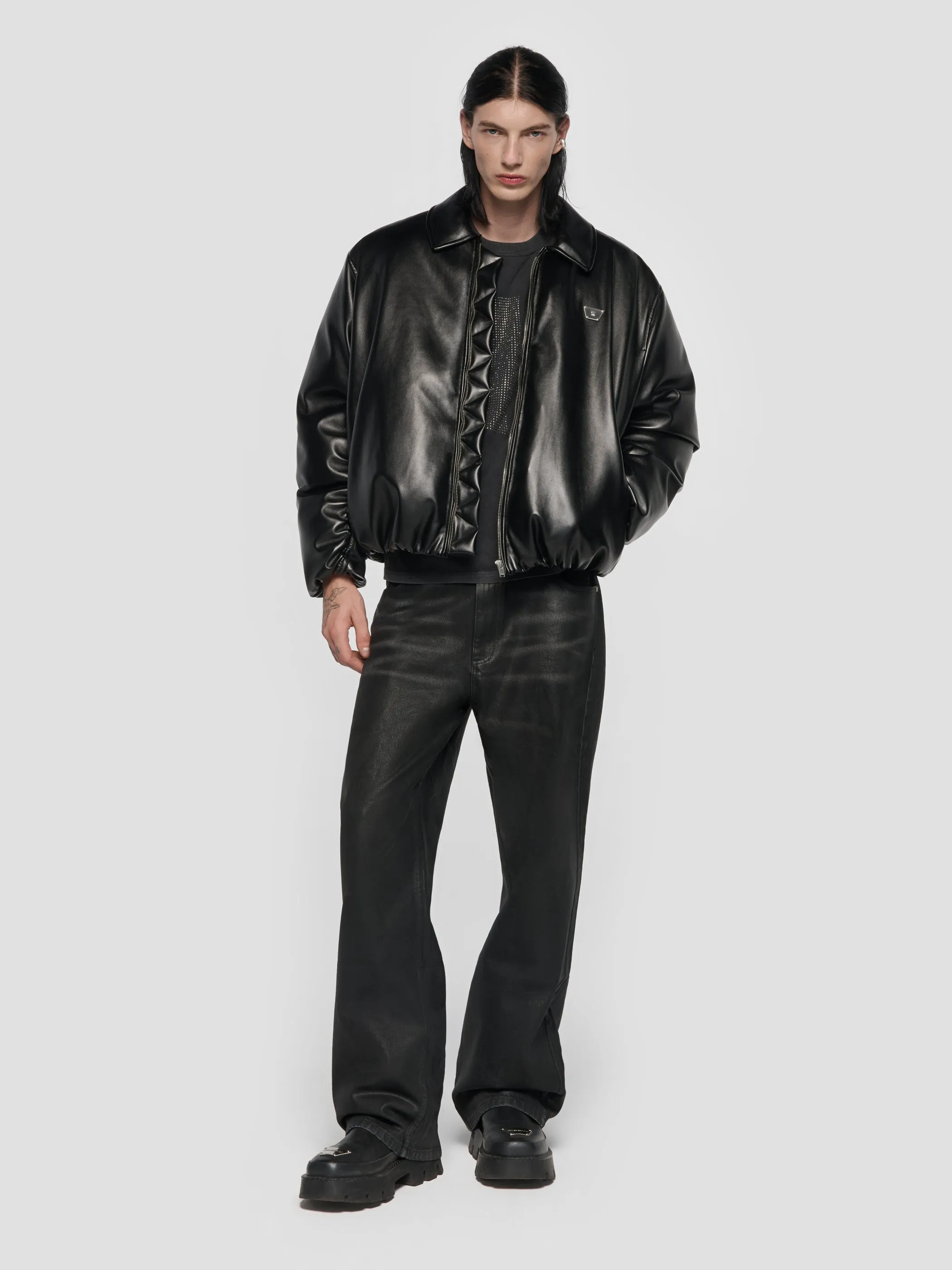 Faux Leather Puffer Bomber Jacket sold by MISBHV product image thumbnail 4