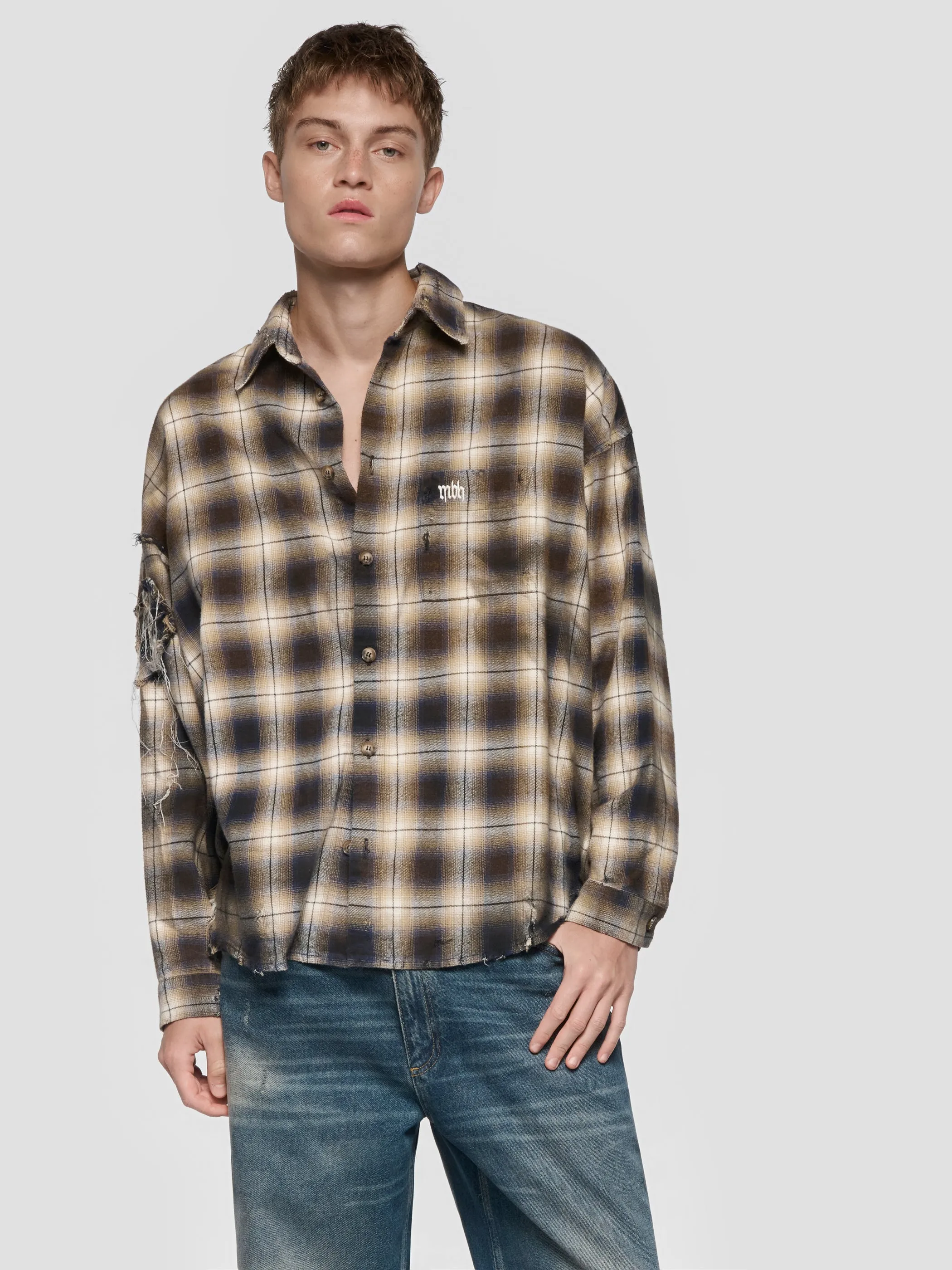 Check Button Up Shirt sold by MISBHV product image thumbnail 3