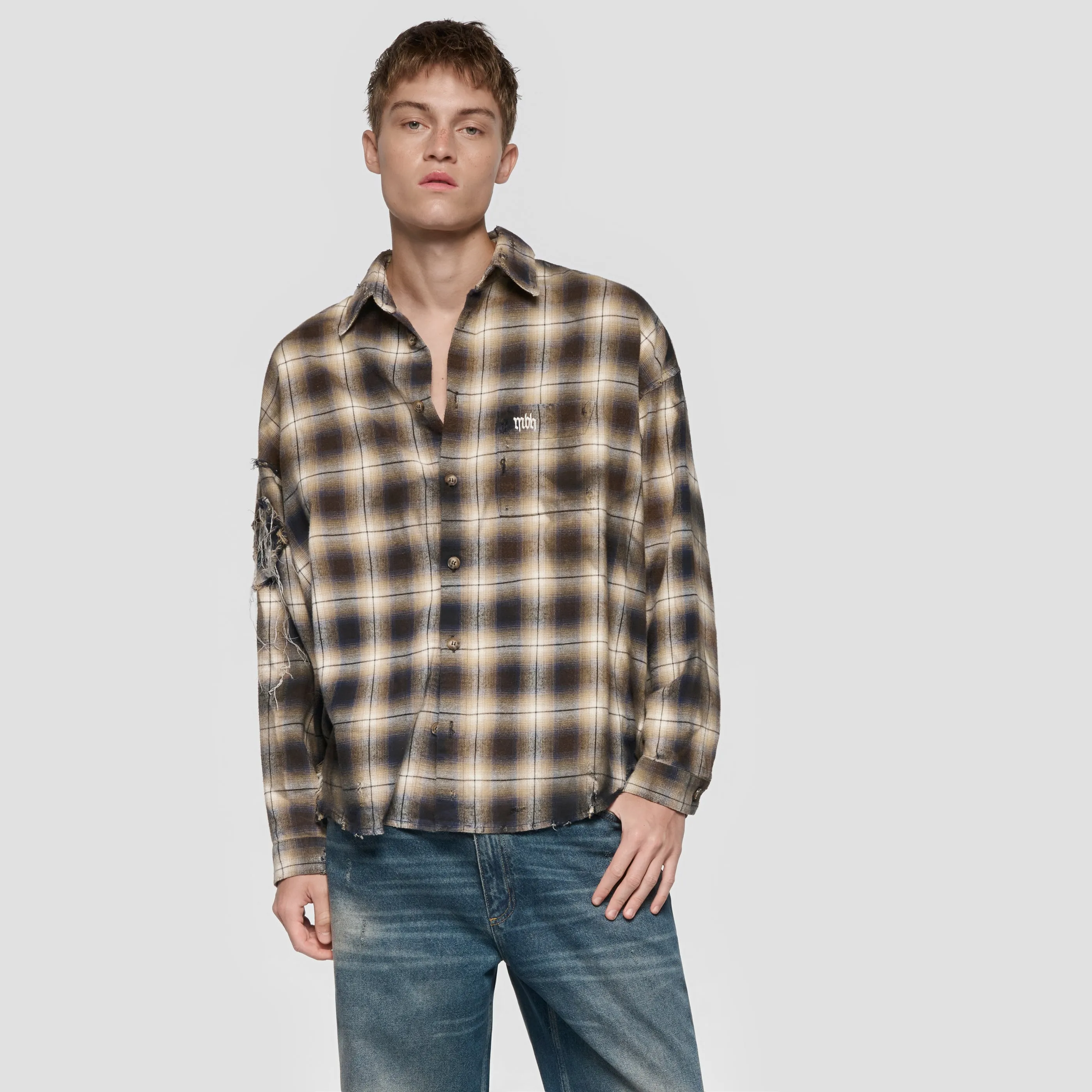 Check Button Up Shirt sold by MISBHV product image thumbnail 5