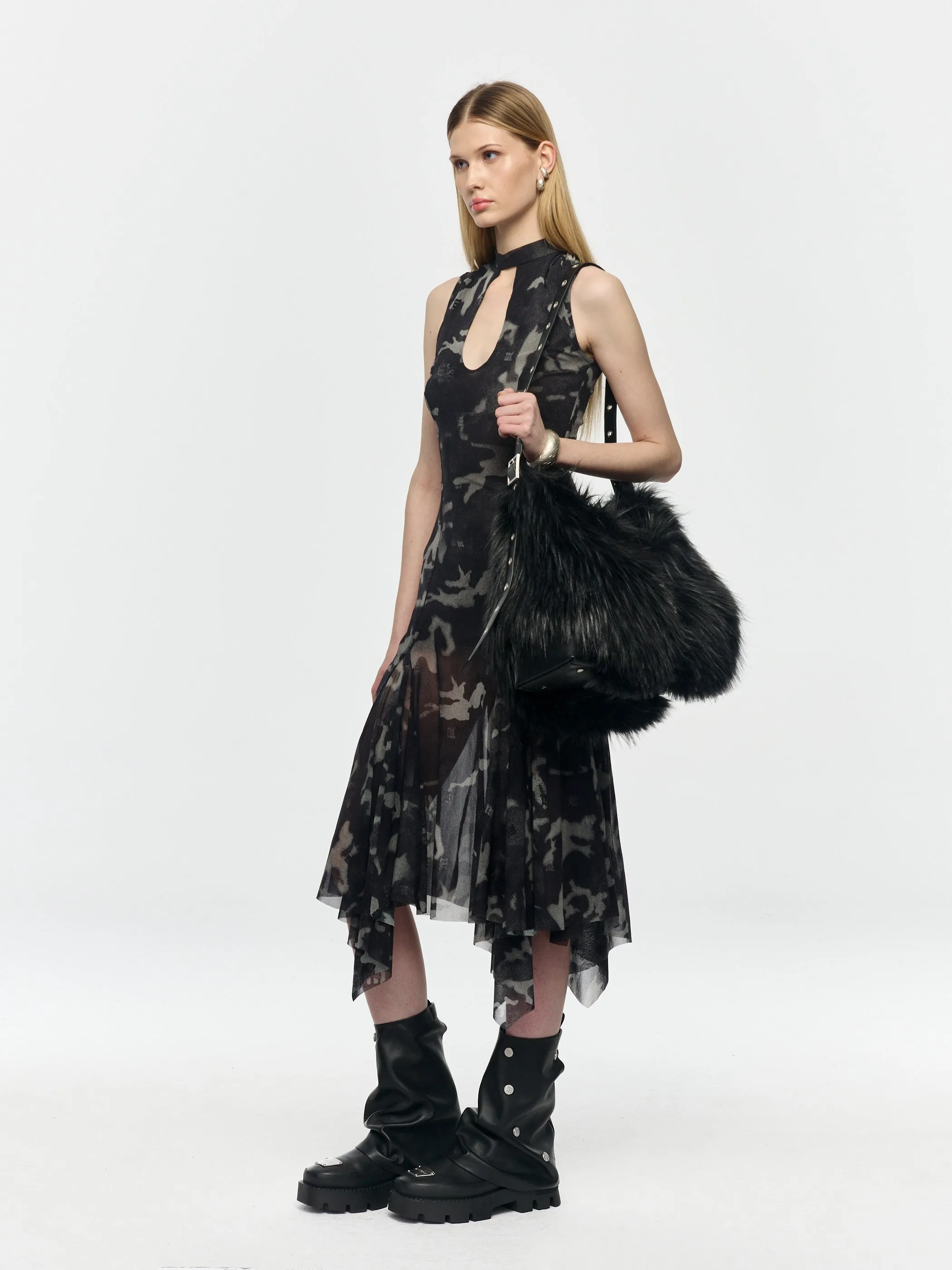 Camo Mesh Midi Dress sold by MISBHV product image thumbnail 4