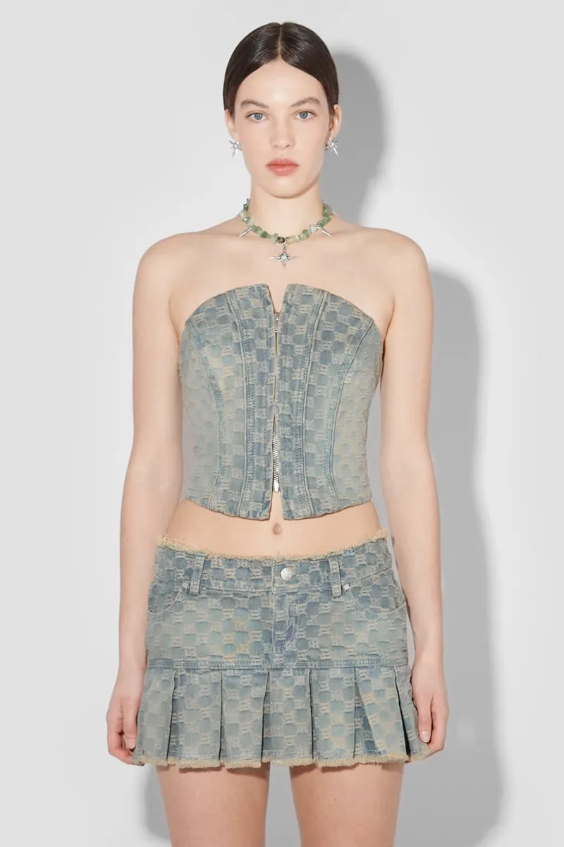 Jacquard Denim Monogram Corset sold by MISBHV