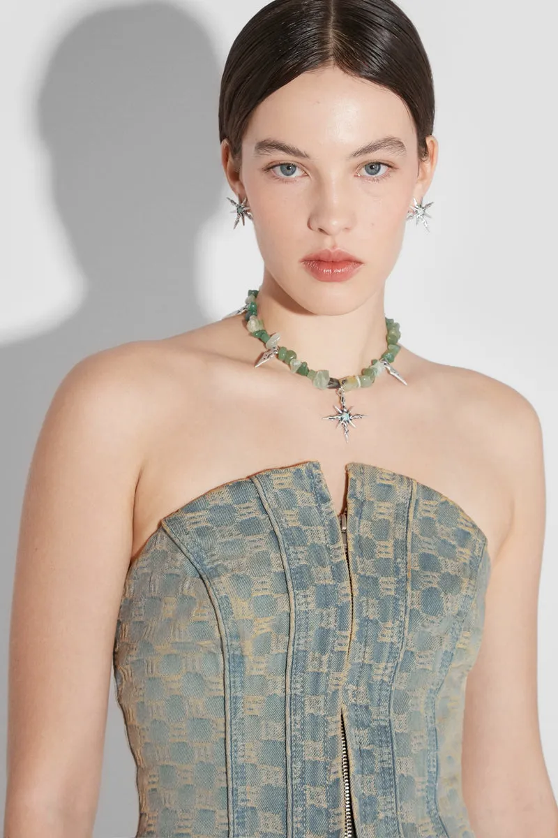 Jacquard Denim Monogram Corset sold by MISBHV product image thumbnail 2