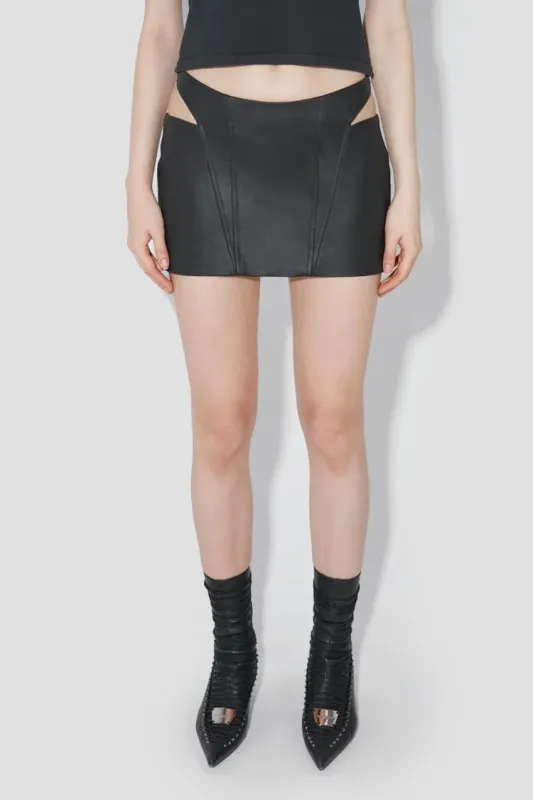 Matte Faux Leather Cut Out Mini Skirt sold by MISBHV