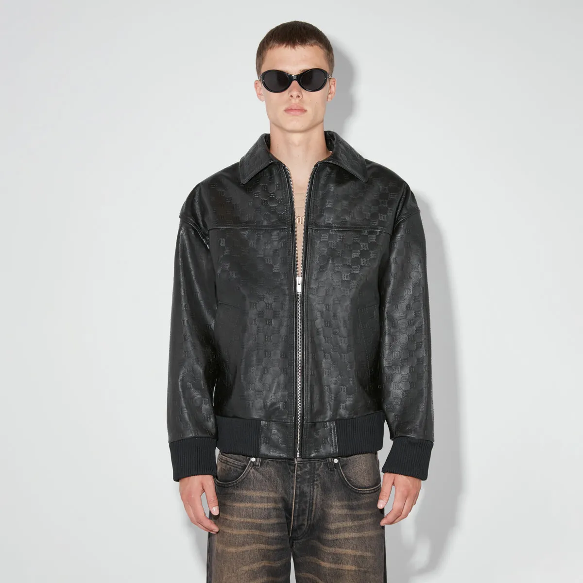 Monogram Embossed Bandit Leather Jacket sold by MISBHV product image thumbnail 5