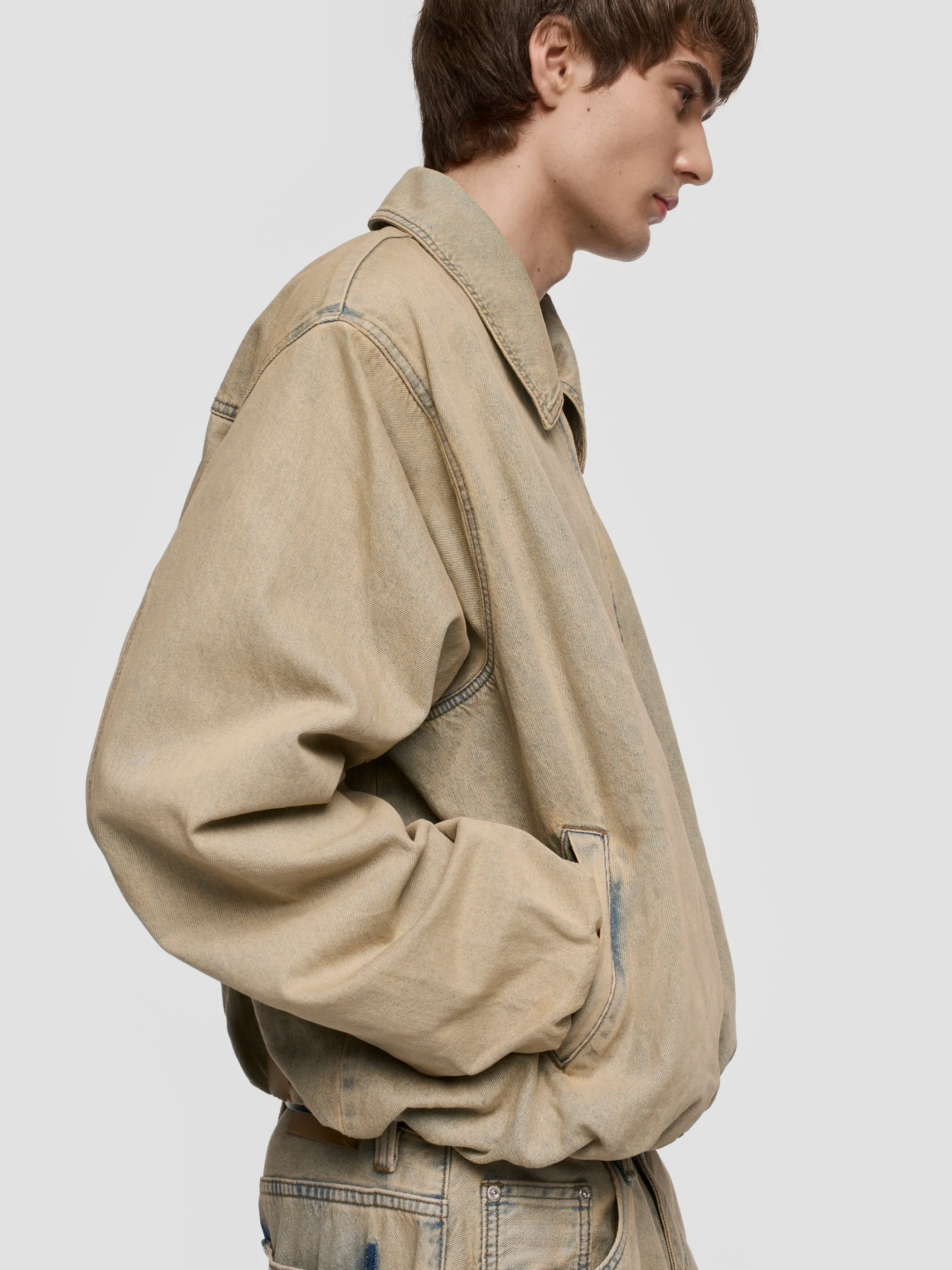 Sand Washed Bomber Denim Jacket sold by MISBHV