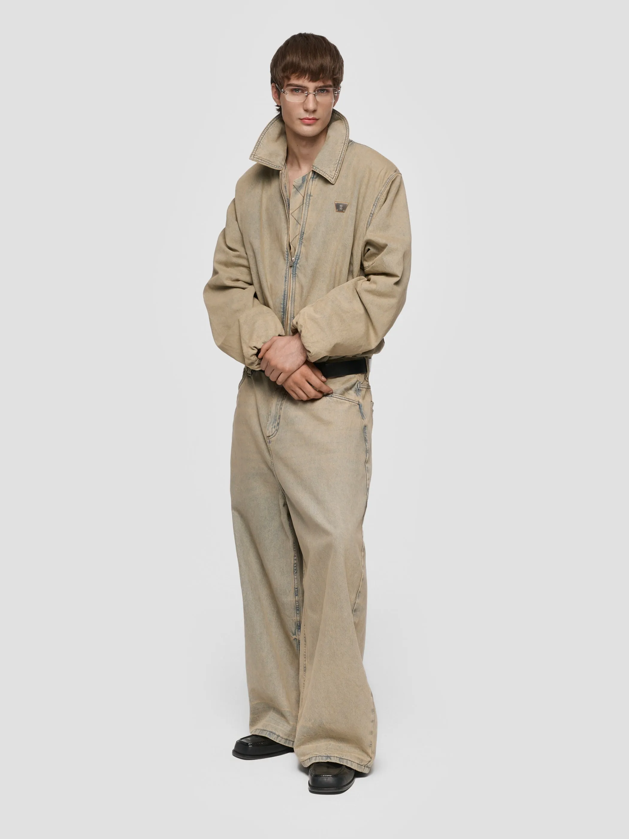 Sand Washed Bomber Denim Jacket sold by MISBHV product image thumbnail 5