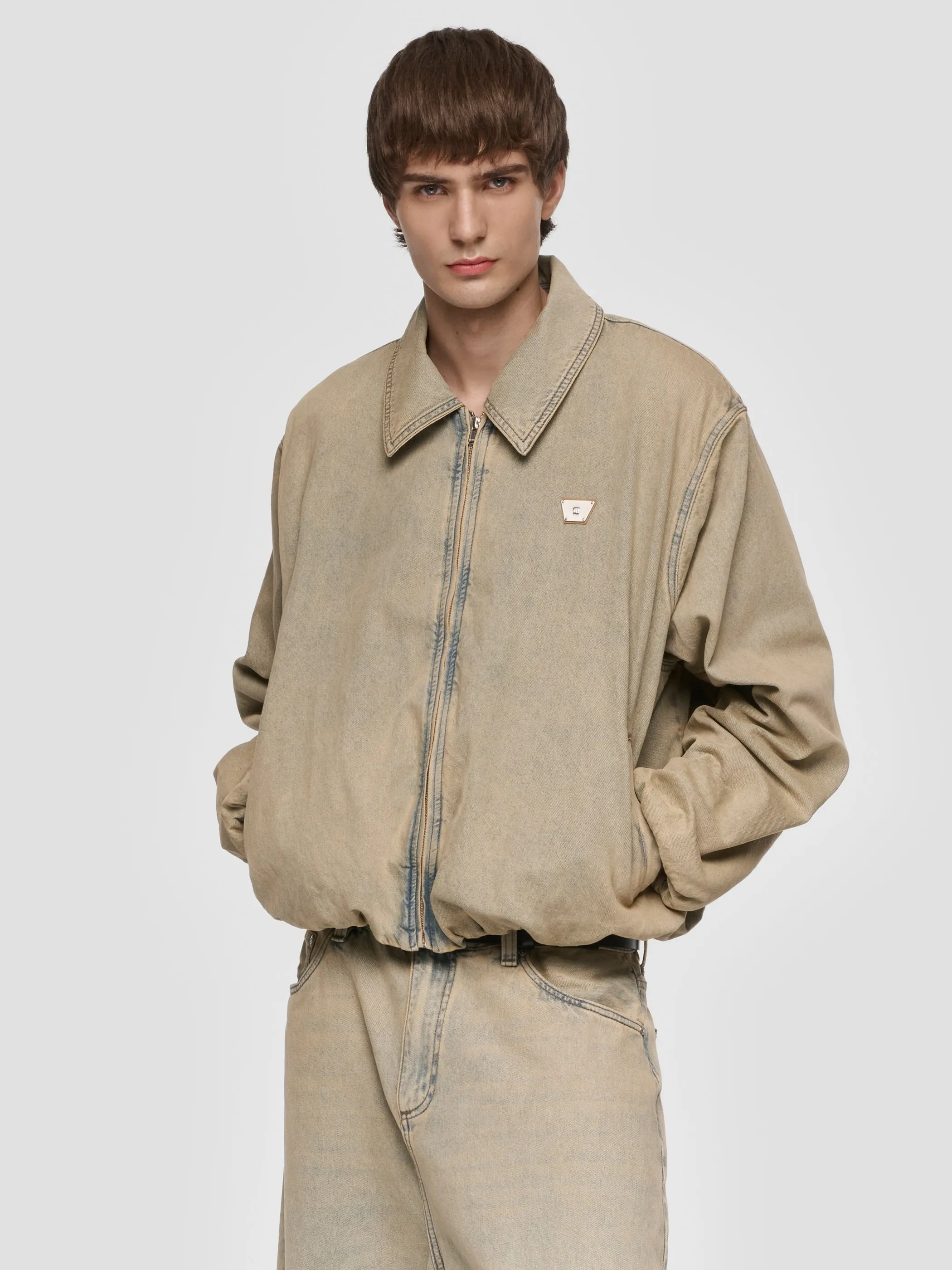 Sand Washed Bomber Denim Jacket sold by MISBHV product image thumbnail 2
