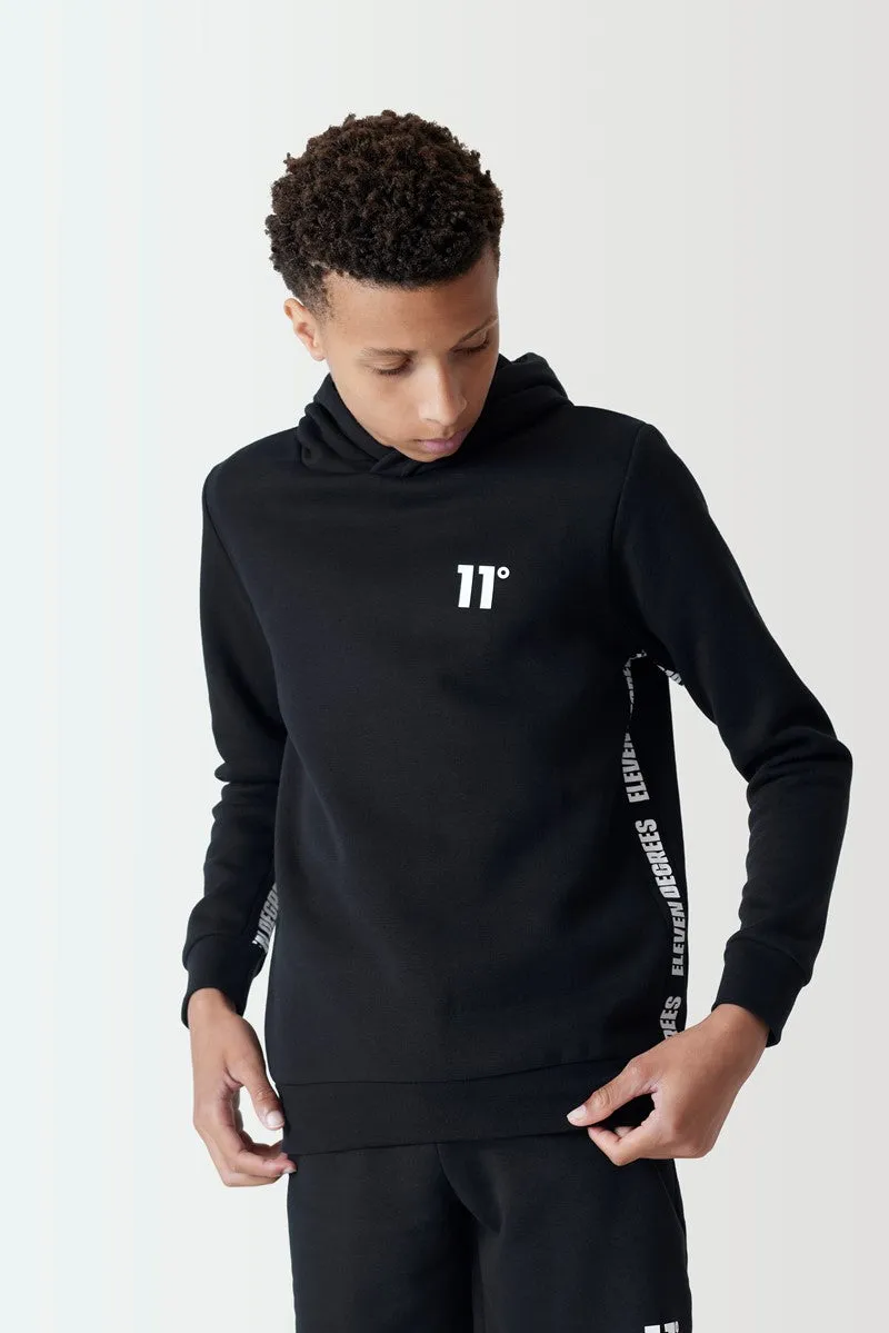 Sudadera Con Capucha Corte y Coser Panel De Texto Niño - Negra sold by Eleven degrees product image thumbnail 3