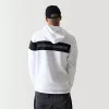 Mesh Overlay Quarter Zip Hoodie - White/Black sold by Eleven degrees
