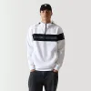 Mesh Overlay Quarter Zip Hoodie - White/Black sold by Eleven degrees