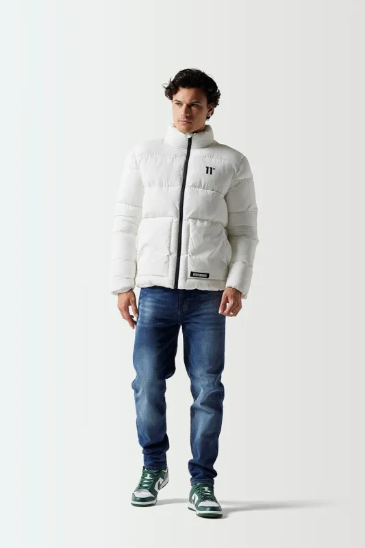 Chaqueta Puffer Con Paneles - Blanca made by Eleven degrees