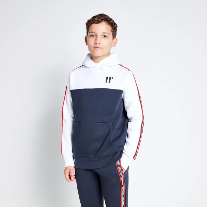 Sudadera Con Capucha Bloque De Colour Encintado Niño - Azul Marino / Blanco sold by Eleven degrees