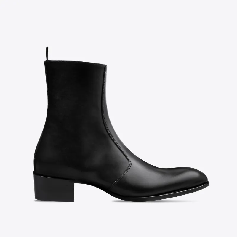 Luca 40mm Side Zip Boots - Black Leather sold by from the first