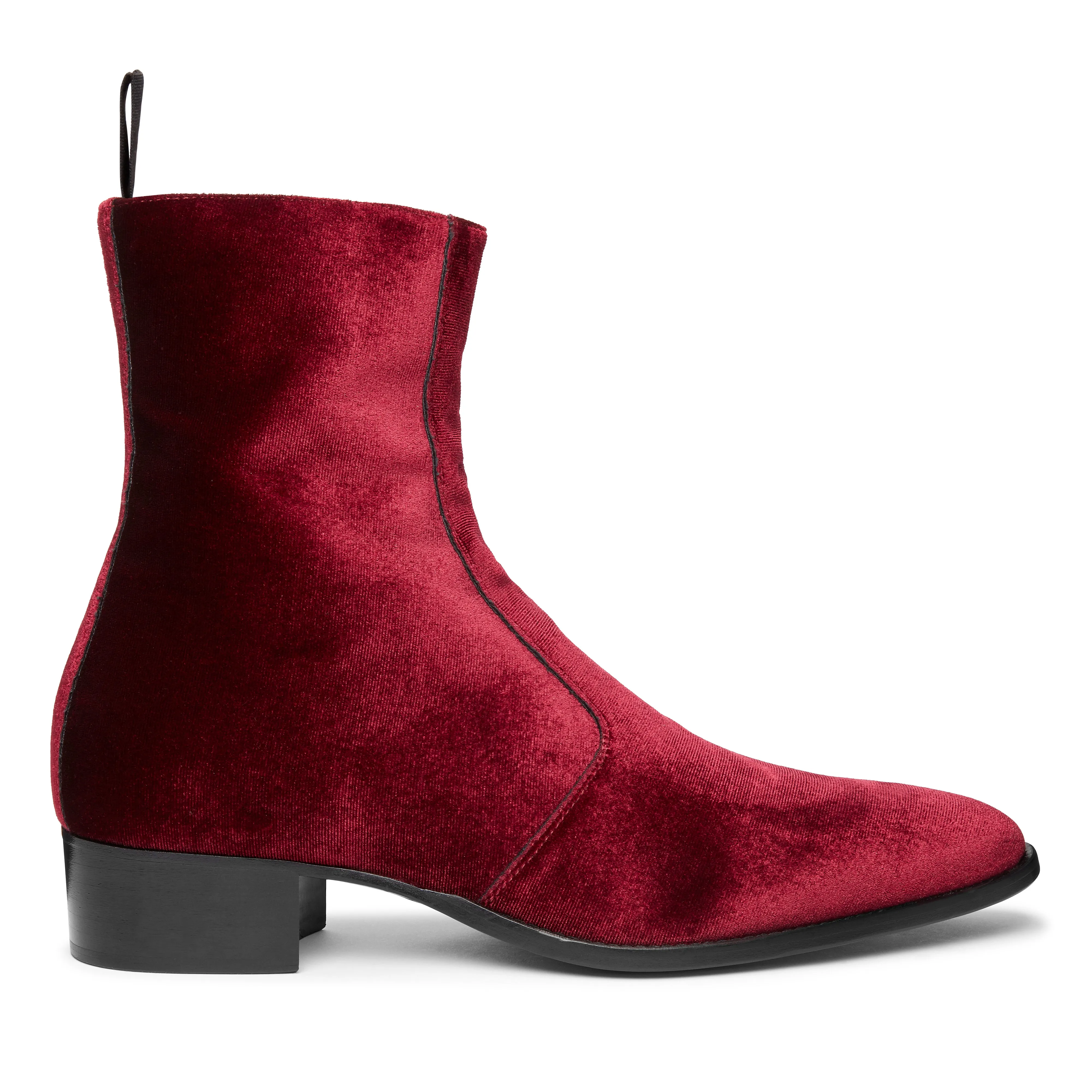 Luca 40mm Side Zip Boot - Burgundy Red Velvet sold by from the first product image thumbnail 2
