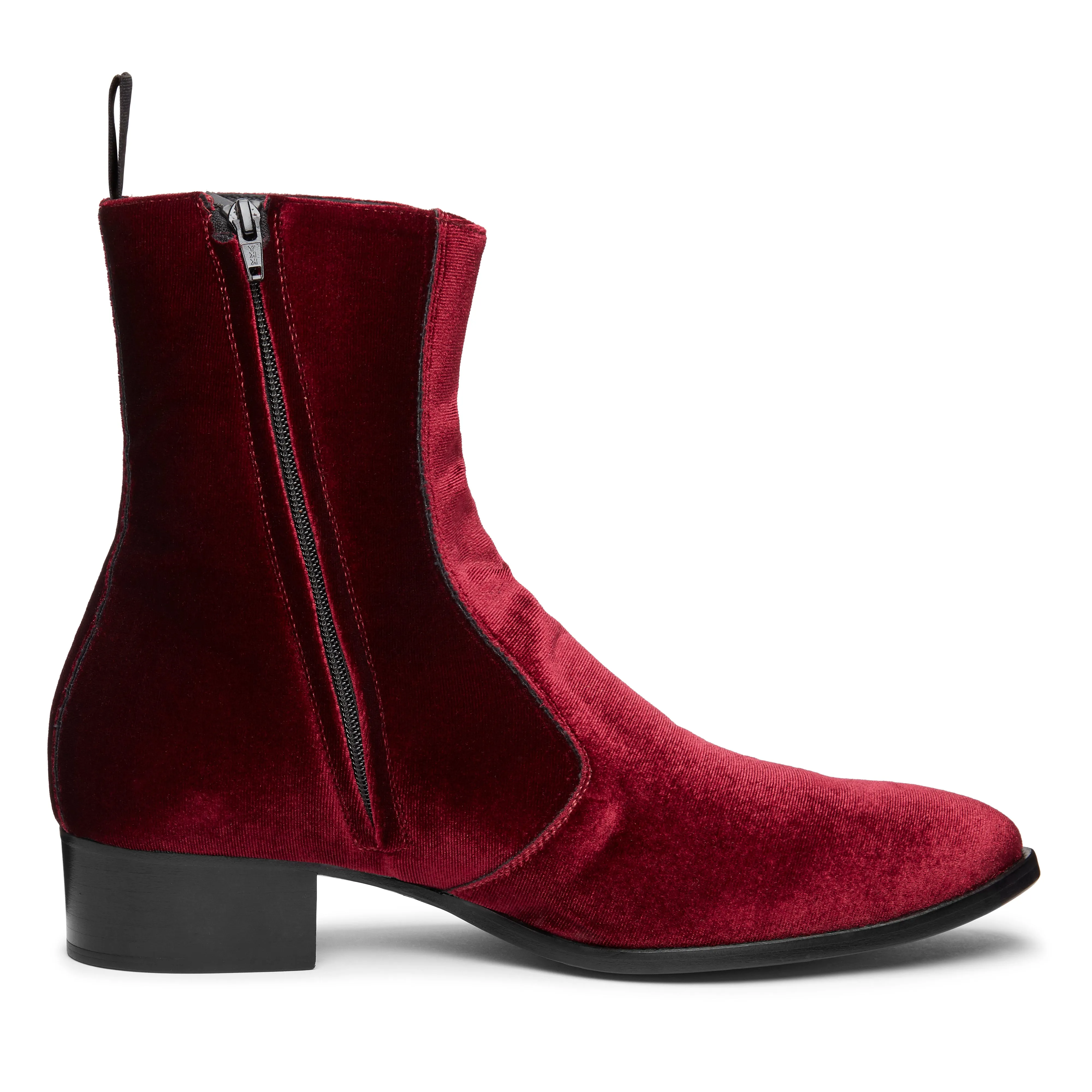 Luca 40mm Side Zip Boot - Burgundy Red Velvet sold by from the first product image thumbnail 3