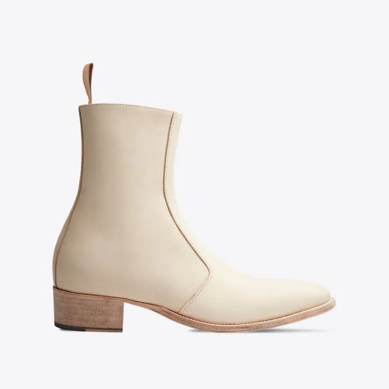 Luca 40mm Side Zip Boots - Natural Leather made by from the first