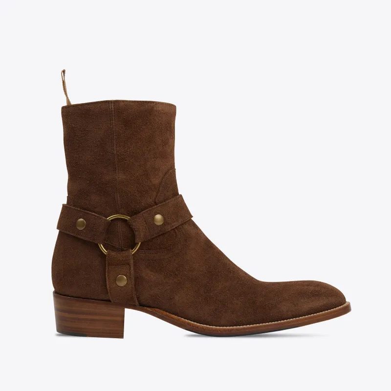 Enzo 40mm Harness Zip Boots - Nut Suede sold by from the first