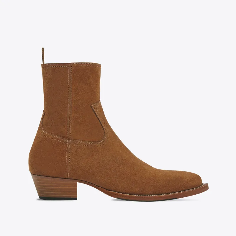 Diego 45mm Side Zip Western Boots - Tobacco Suede sold by from the first