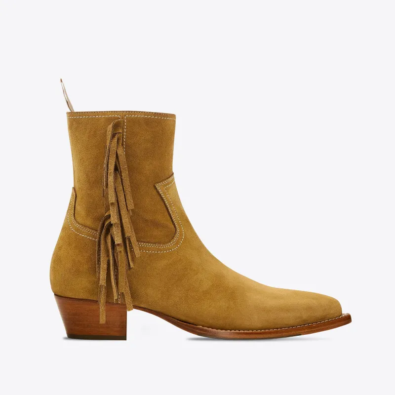 Diego 45mm Fringe Western Boots - Ochre Suede sold by from the first