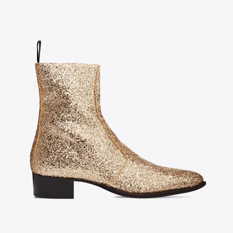 Luca 40mm Side Zip Boots - Gold Glitter sold by from the first