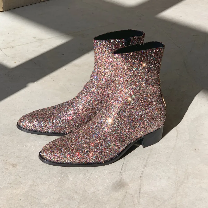 Luca 40mm Side Zip Boots - Rainbow Glitter made by from the first