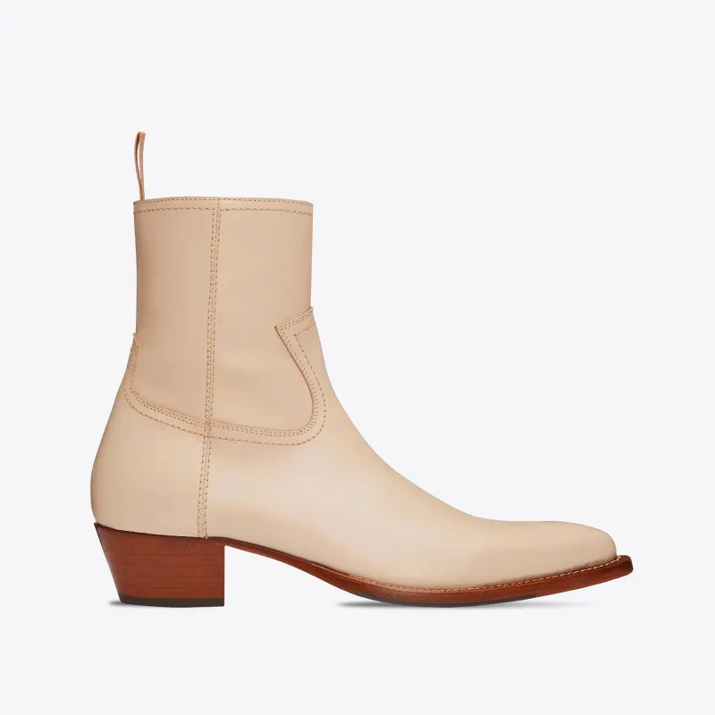 Diego 45mm Side Zip Western Boots - Natural Leather sold by from the first