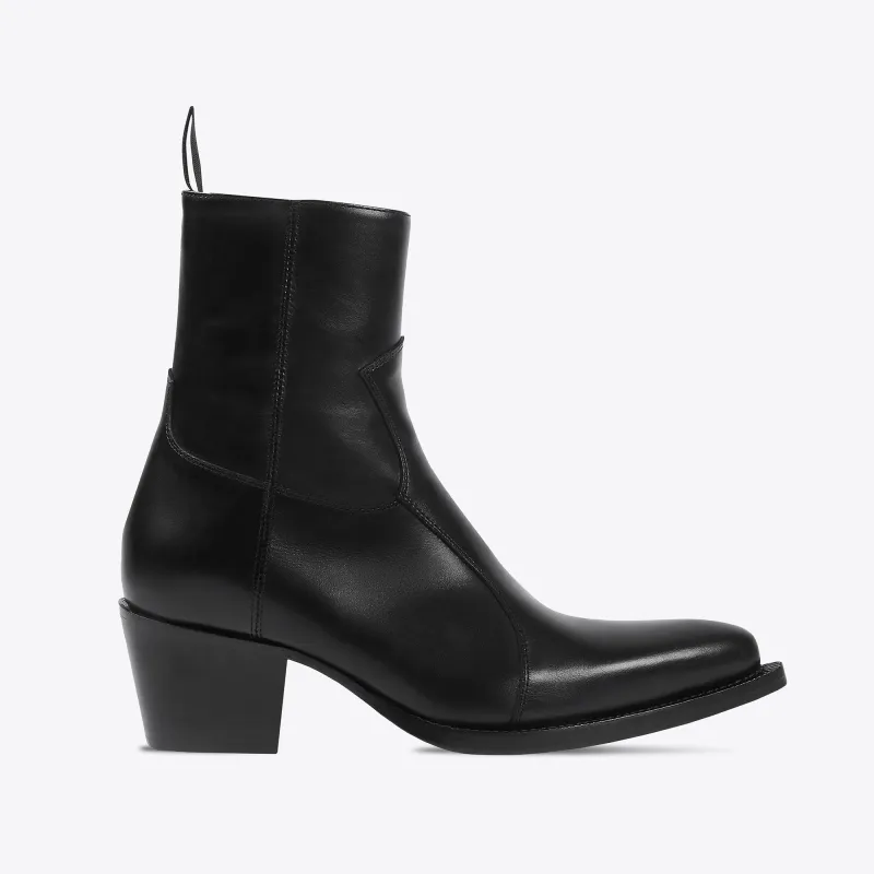 Dante 65mm Side Zip Western Boots - Black Leather made by from the first