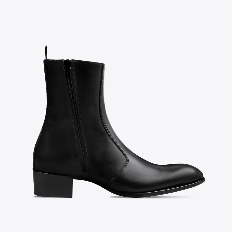 Luca 40mm (Concealed) Side Zip Boots - Black Leather sold by from the first