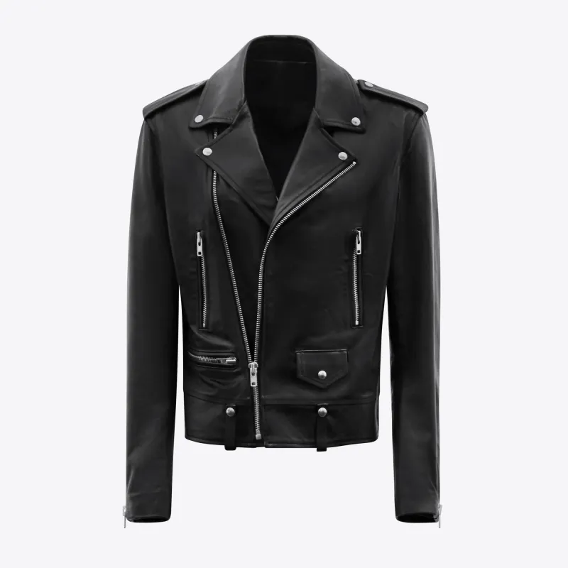 Classic Lambskin Biker Jacket - Black Leather sold by from the first