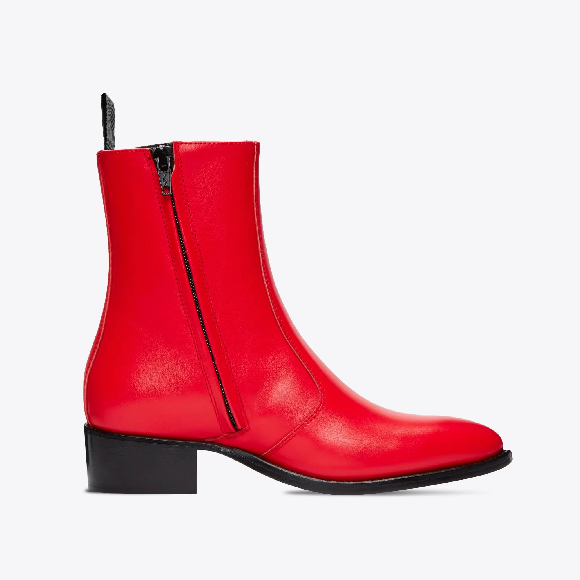 Womens Lucia 40mm Side Zip Boots - Red Leather sold by from the first product image thumbnail 3
