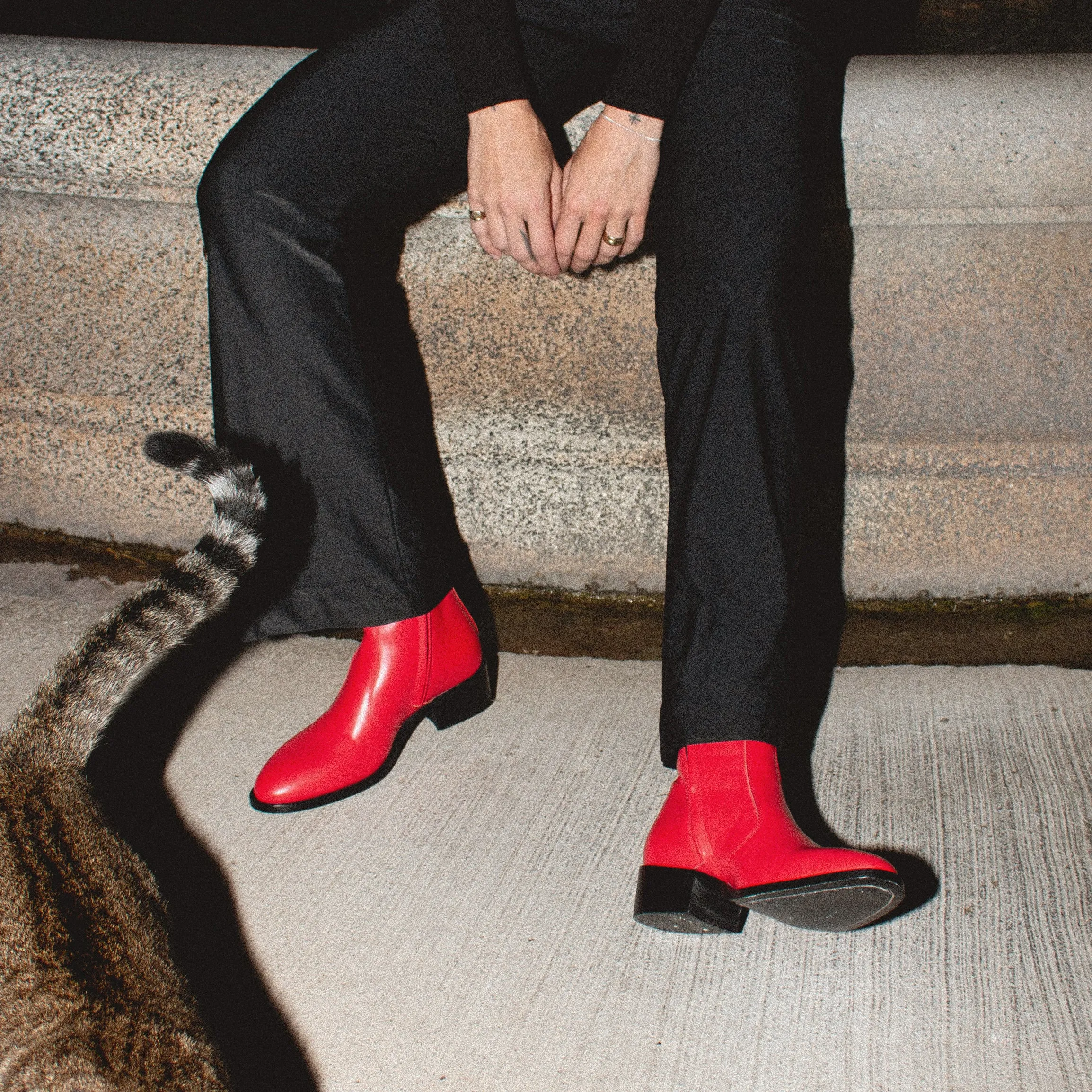 Womens Lucia 40mm Side Zip Boots - Red Leather sold by from the first