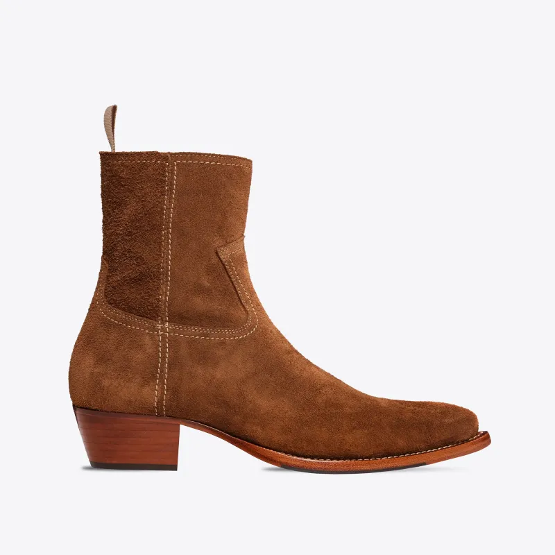 Diego 45mm Side Zip Western Boots - Nut Suede made by from the first