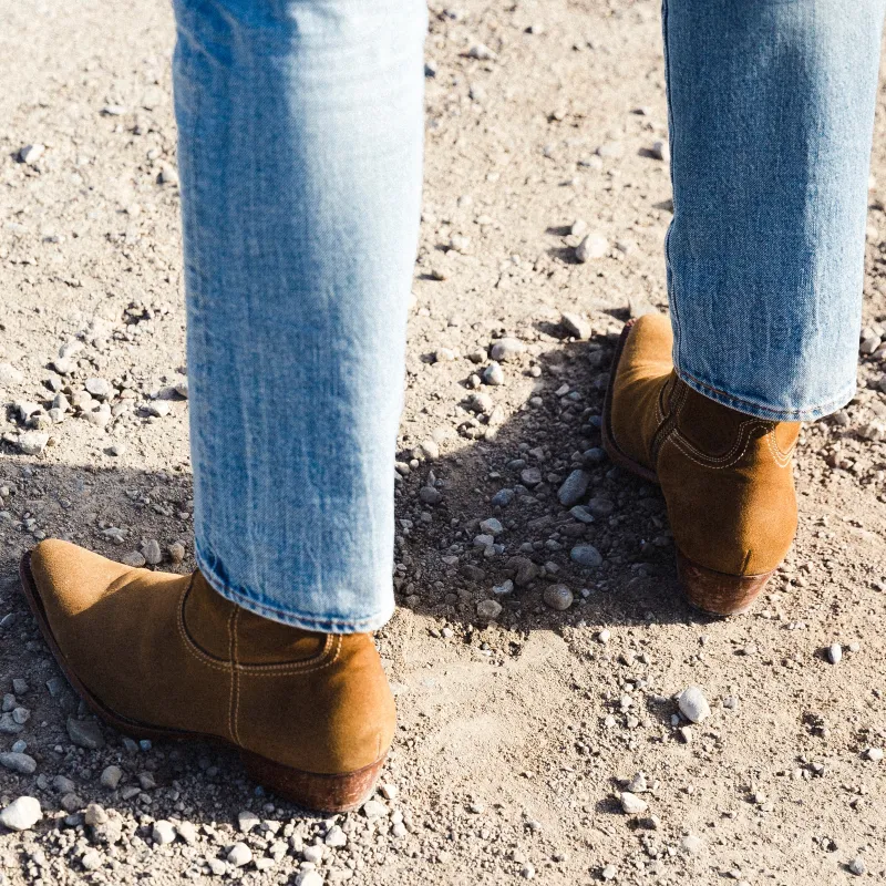 Diego 45mm Side Zip Western Boots - Ochre Suede sold by from the first